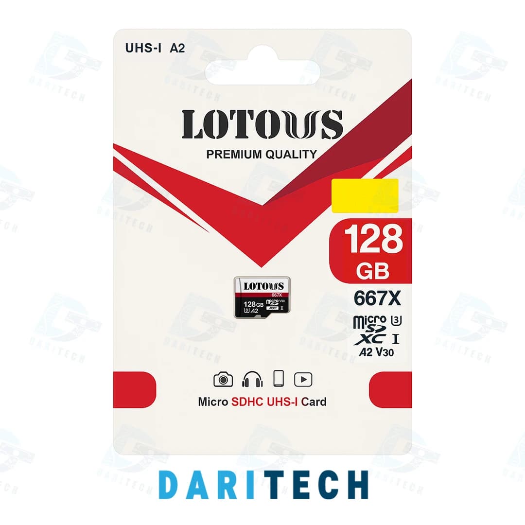 کارت حافظه‌ microSDHC لوتوس استاندارد U3 A2 مدل 667X ظرفیت ۱۲۸ گیگابایت