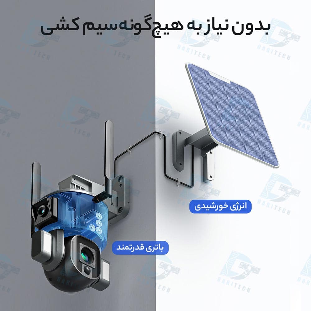 دوربین مینی اسپیددام سولار خورشیدی سیمکارتی 4G NiView مدل Y5 با زوم 20 برابری — تصویر ۶