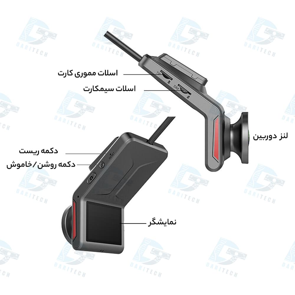 دوربین ثبت وقایع خودرو 2لنز سیمکارتی 4G مدل K18 با ردیاب GPS (ریجستر شده) — تصویر ۸