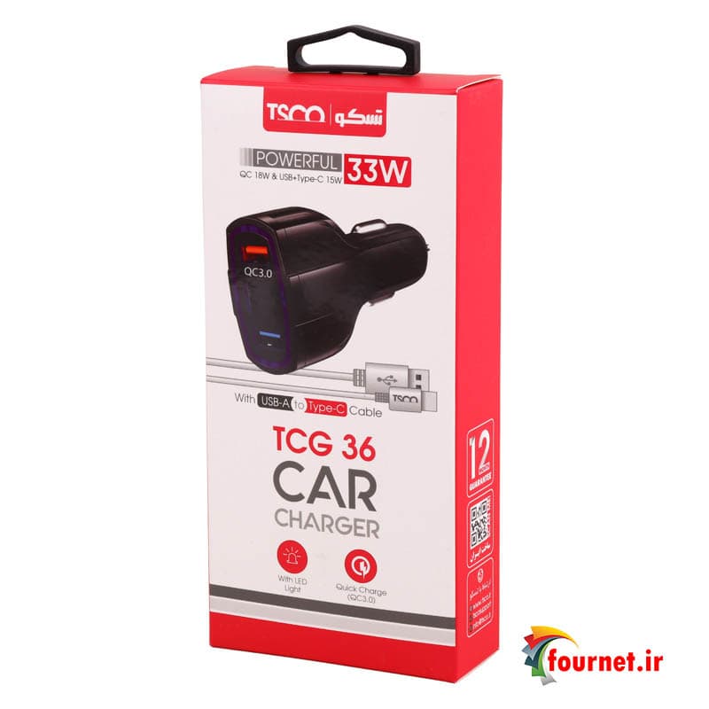 شارژر فندکی تسکو فست شارژ TCG 36 3A QC3.0 PD 33W — تصویر ۹