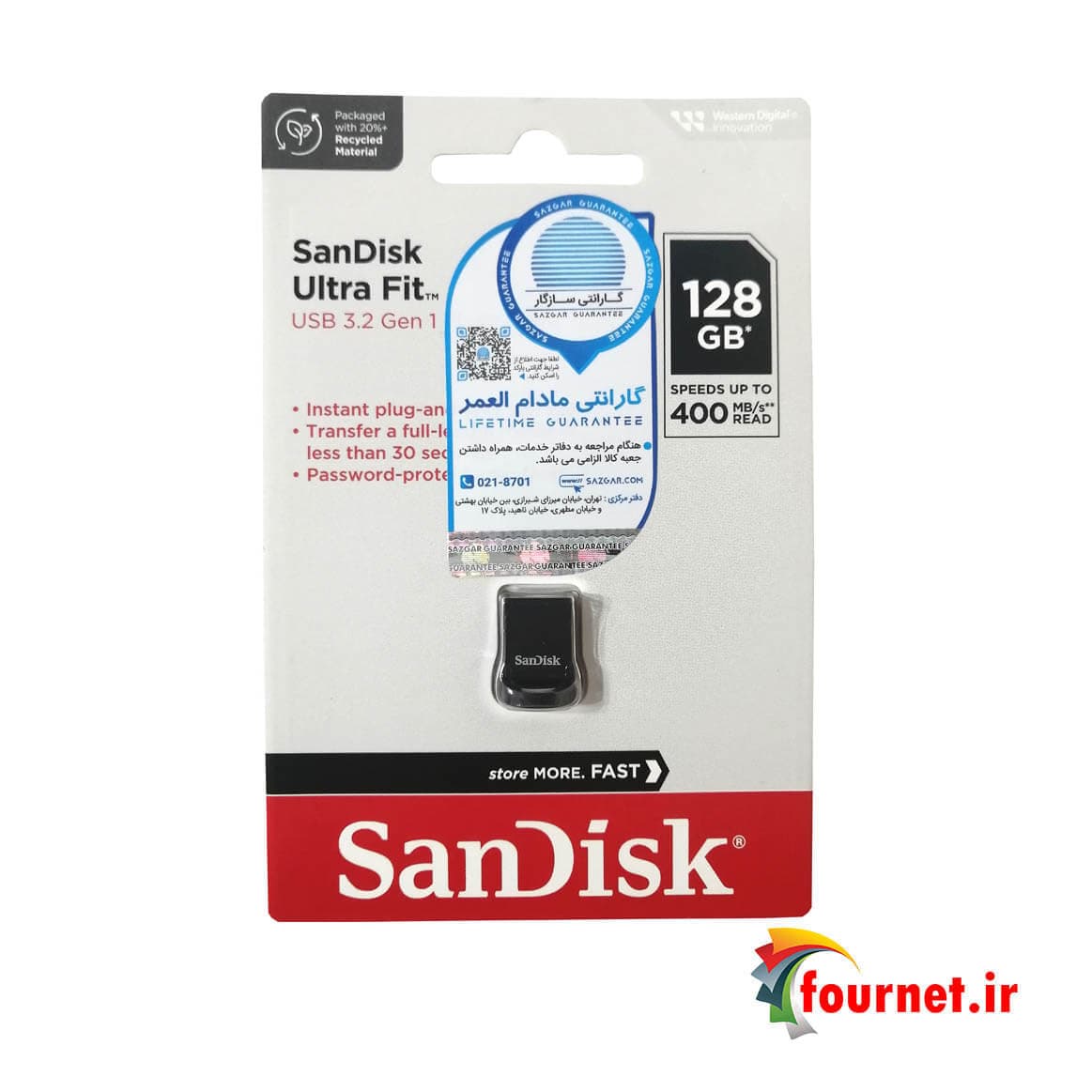 فلش مموری سن دیسک ۱۲۸ گیگ Ultra Fit USB3.2 — تصویر ۹