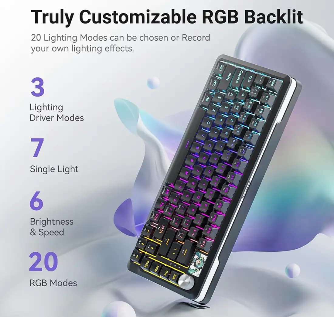 کیبورد بی سیم/باسیم گیمینگ ردراگون K708 PRO Black RGB — تصویر ۸