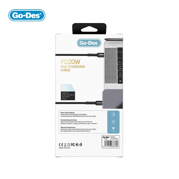 کابل شارژ فست مدل TYPE-C به Go-Des UC509TC-IP LIGHTNING — تصویر ۵