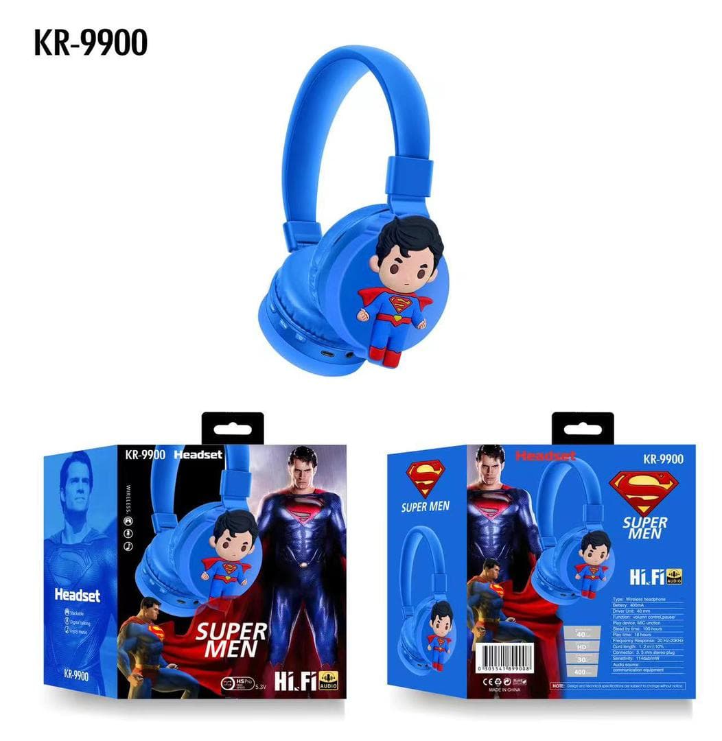 هدفون بیسیم فانتزی عروسکی HiFi مدل KR-9900 طرح Superman — تصویر ۲