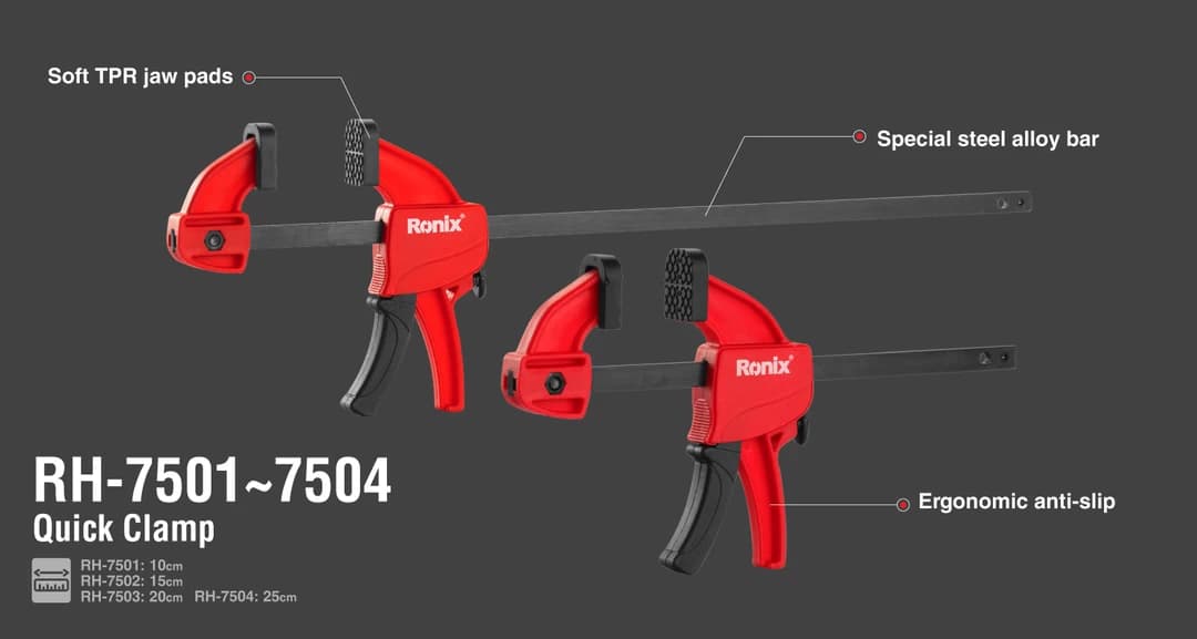پیچ دستی فشاری فانتزی رونیکس مدل RH-7504 سایز 25 سانتی متر — تصویر ۶