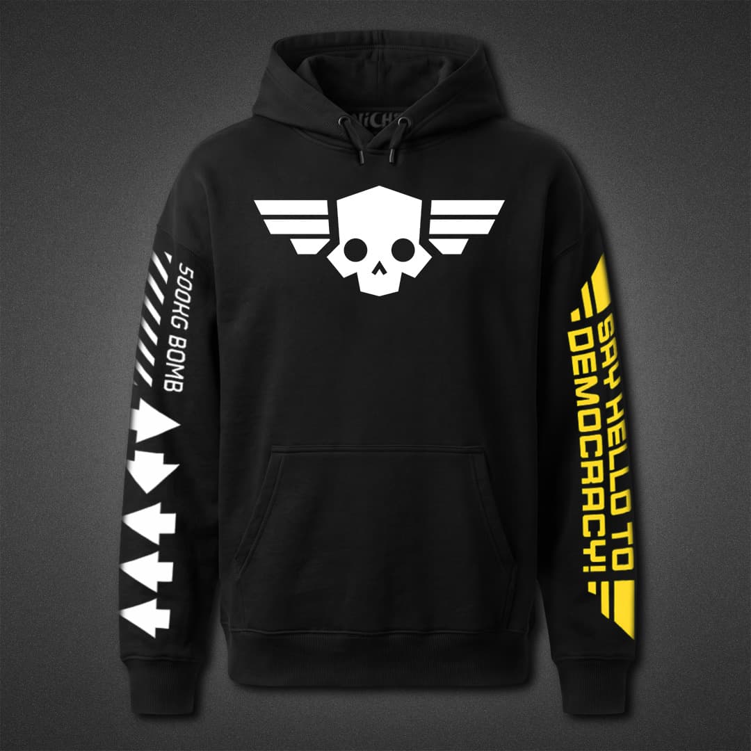 هودی مشکی Helldivers طرح Skull — تصویر ۵