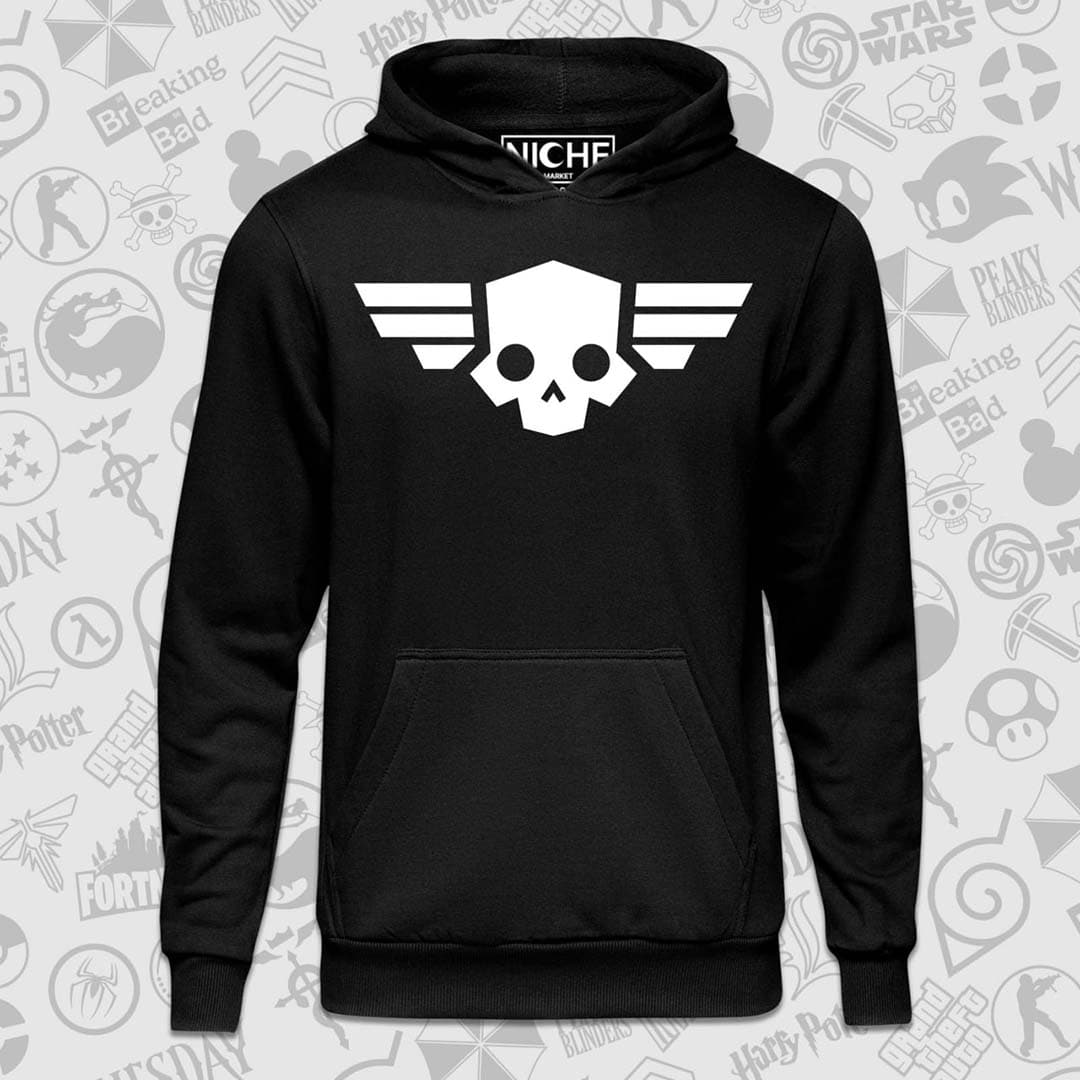 هودی مشکی Helldivers طرح Skull — تصویر ۲