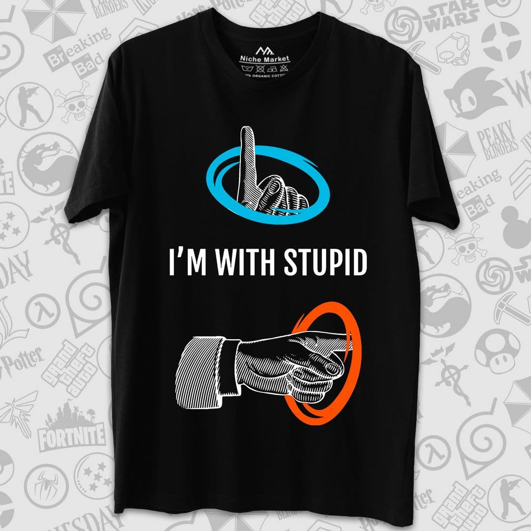 تیشرت Portal طرح I’m with Stupid — تصویر ۲