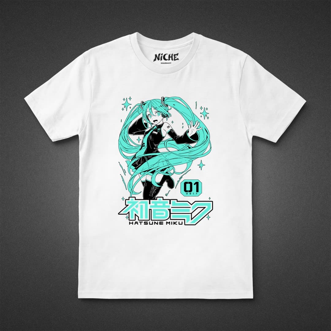 تیشرت Vocaloid طرح Miku White and Blue — تصویر ۳