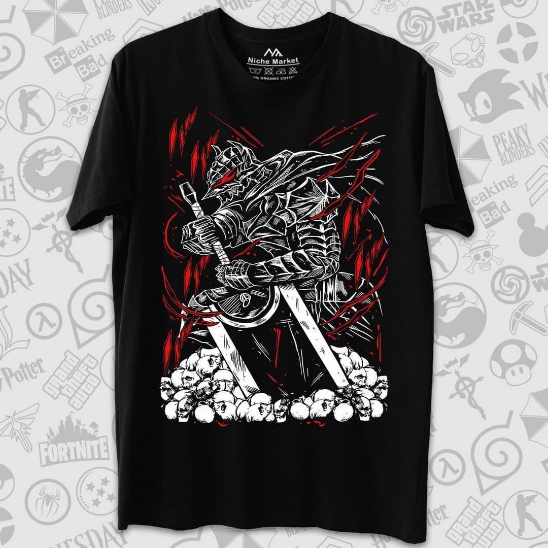 تیشرت Berserk طرح Berserker Red and White Lines