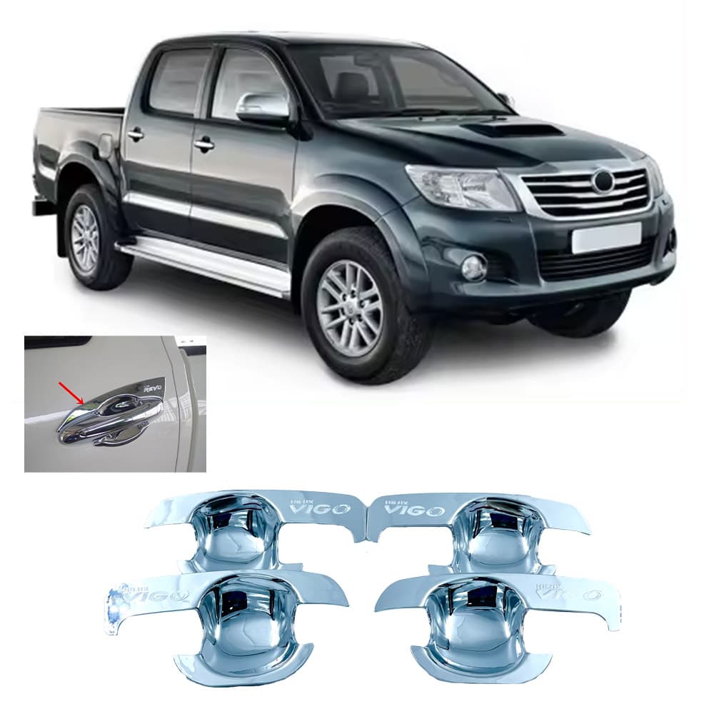 زه کروم زیر دستگیره تویوتا هایلوکس مدل 2006-Toyota Hilux string under handle bar chrome cover 2015 — تصویر ۲