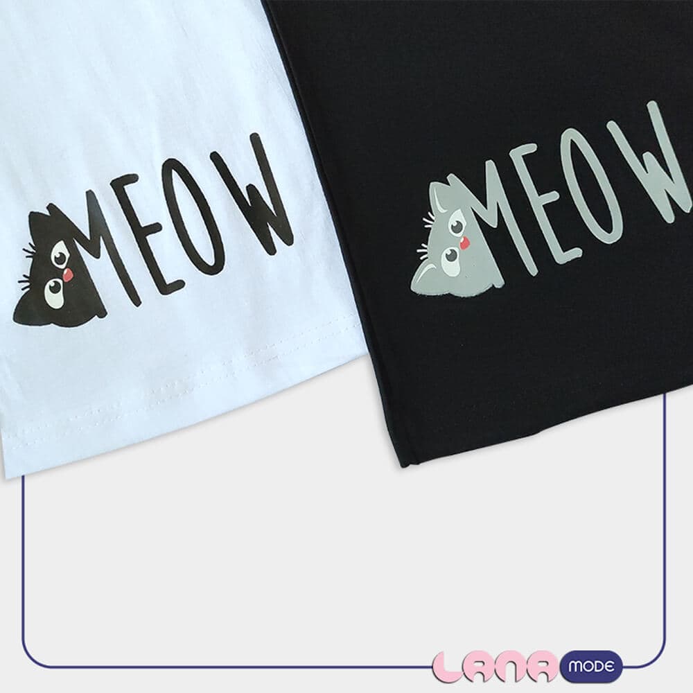 تیشرت طرح MEOW (رنگ مشکی و سفید) — تصویر ۹