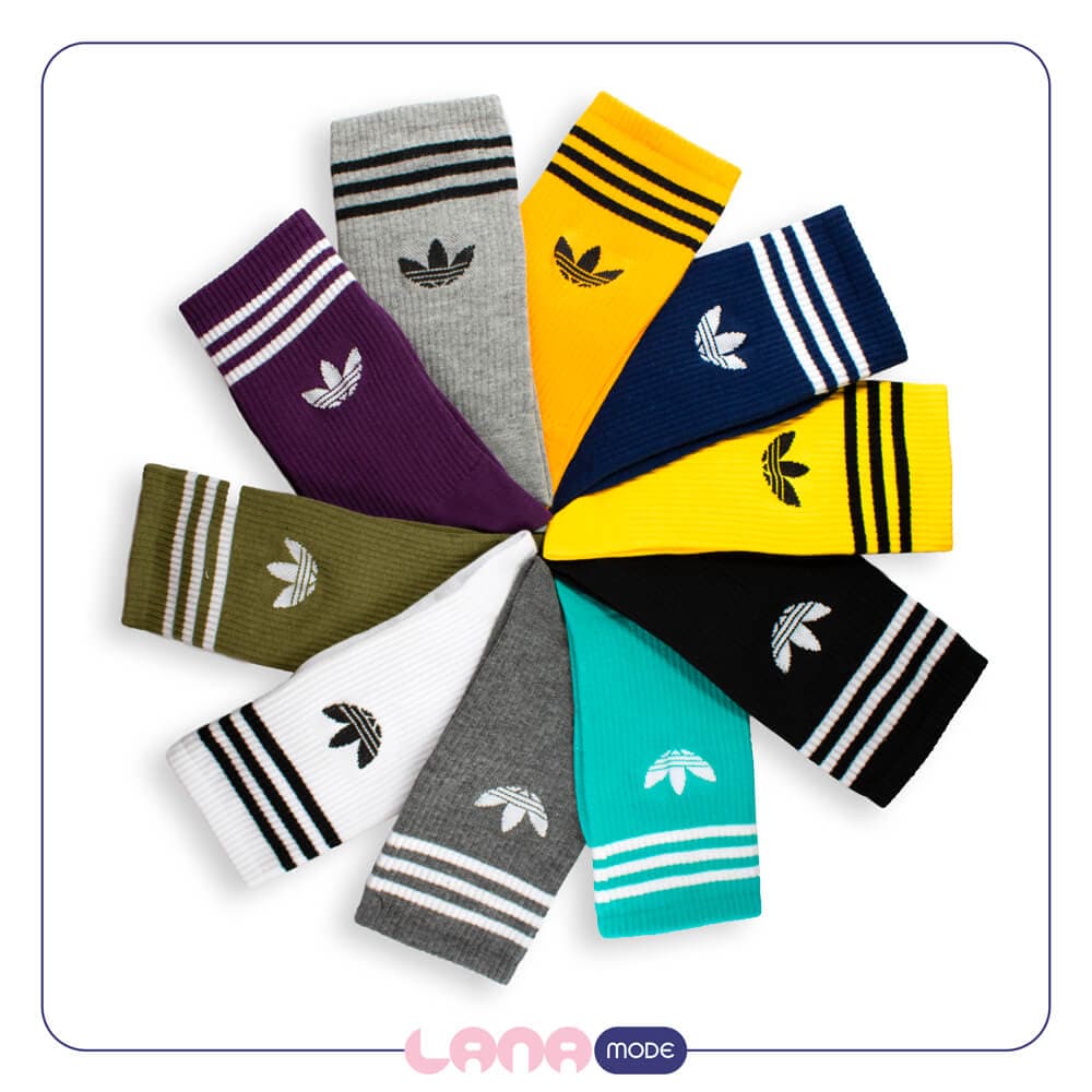 جوراب ساقدار کشدار ادیداس سه خط در رنگبندی متفاوت adidas socks