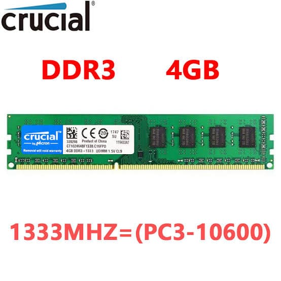 رم کامپیوتر Crucial U-DIMM DDR3 4GB 1333MHz CL9 Single — تصویر ۵
