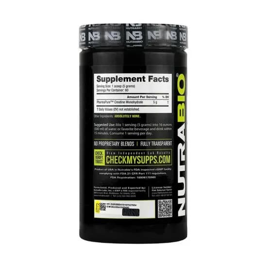 کراتین مونوهیدرات نوترابایو 300 گرم | Nutrabio Creatine Monohydrate 300g — تصویر ۲