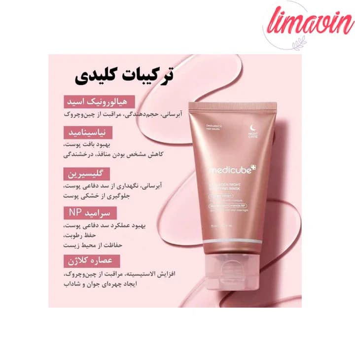 ماسک شب لایه بردار کلاژن مدی کیوب حجم 75 میلی لیتر — تصویر ۲