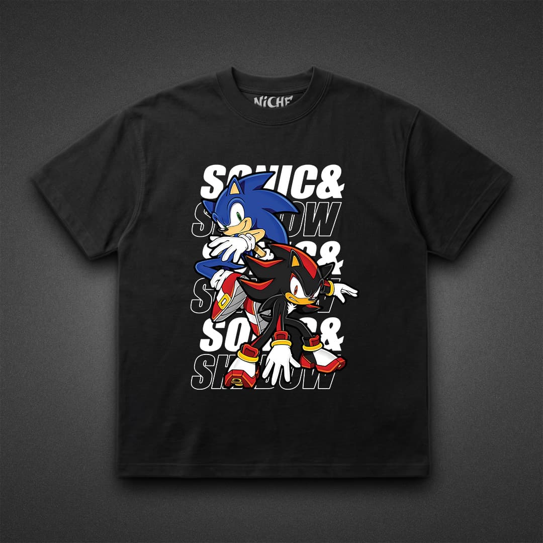 تیشرت Sonic طرح Sonic and Shadow Colored Horizontal — تصویر ۲