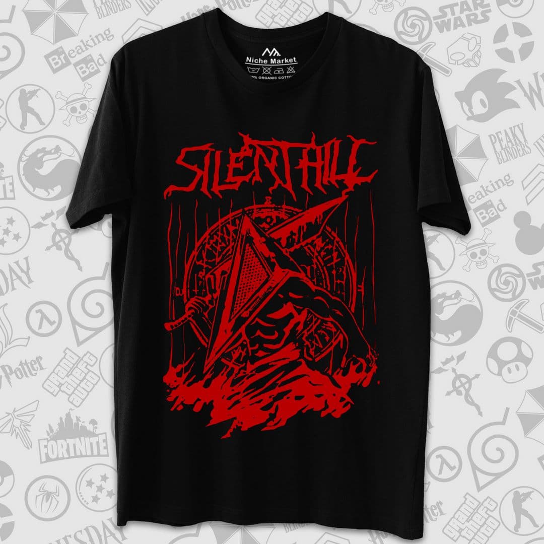 تیشرت Silent Hill طرح Pyramid Head Side Red Silhouette — تصویر ۲