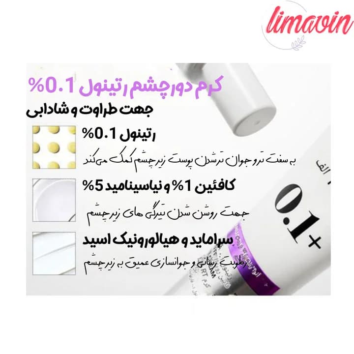 کرم دور چشم رتینول 0.1 و کافئین آنوا ضد چروک و روشن کننده حجم 30 گرم — تصویر ۵