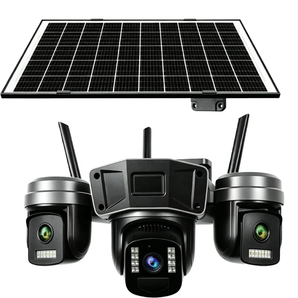 دوربین مینی اسپیددام سیمکارتی 5مگاپیکسل 3لنزه سه موتوره پنل خورشیدی آژیردار OKAM PRO مدل TL4