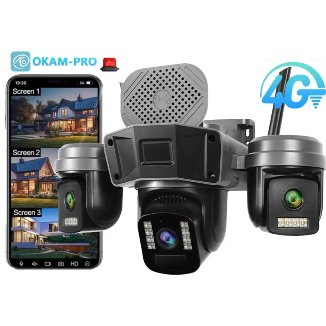 دوربین مینی اسپیددام پهپادی 4 لنز سیمکارتی 5مگاپیکسل آژیردار Okam Pro دید در شب رنگی — تصویر ۳