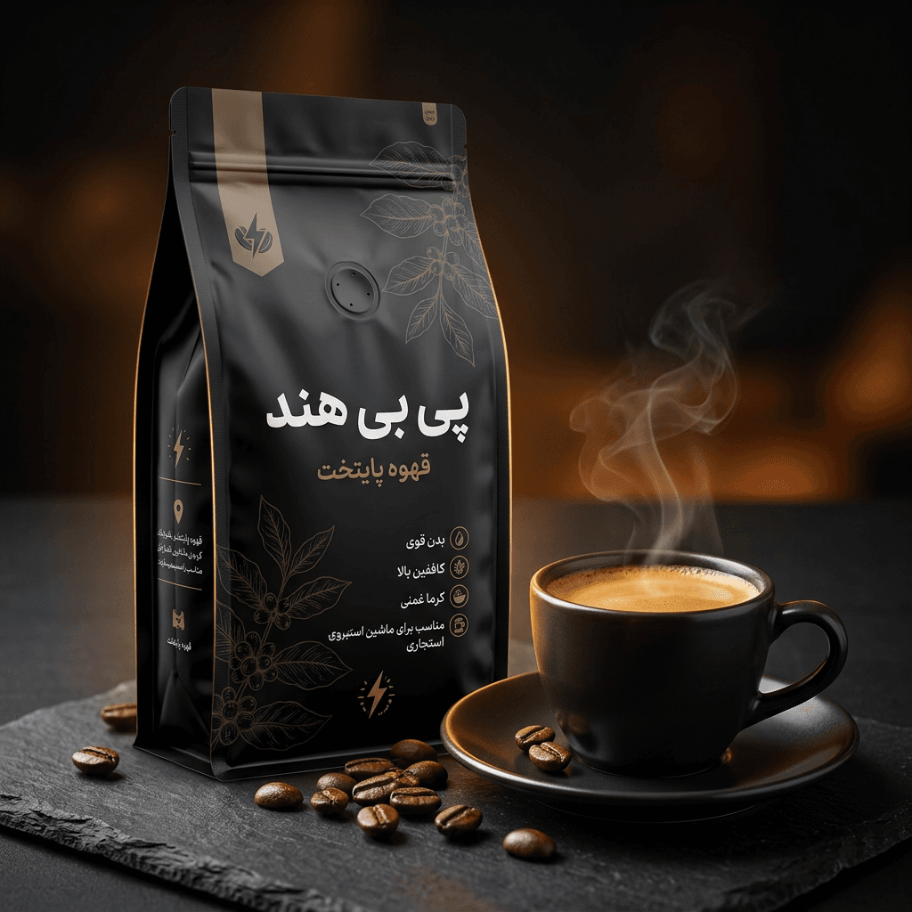 قهوه روبوستا پی بی هند |تلخی متمرکزبا فینیش شکلاتی،کرمای قوی