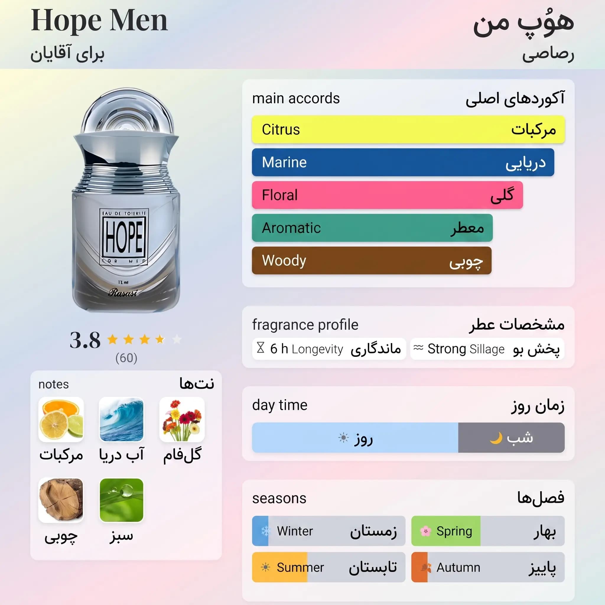 عطر ادکلن رصاصی هوپ مردانه اصل | Rasasi Hope Men — تصویر ۷