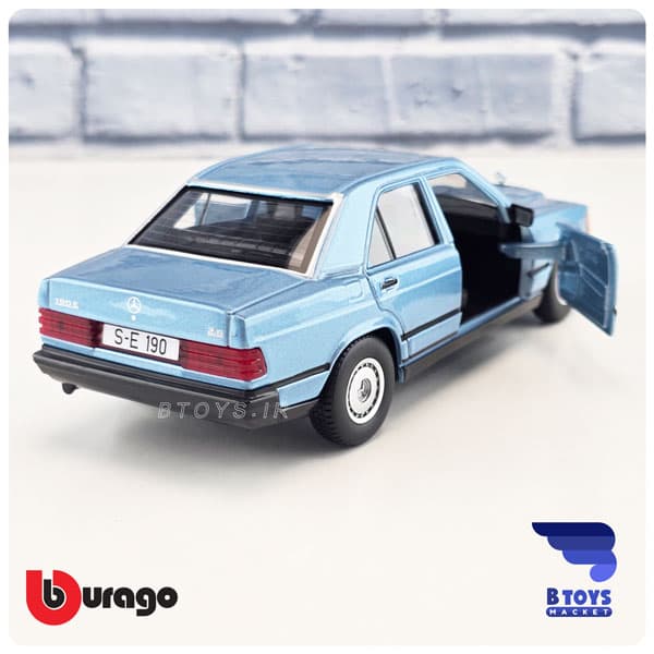 ماکت مرسدس بنز 190 ای آبی بوراگو(Mercedes Brnz 190 e Burago) مقیاس:1/24 — تصویر ۹
