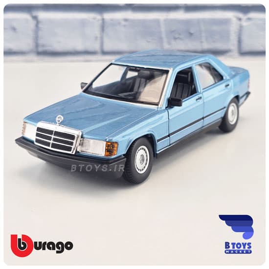 ماکت مرسدس بنز 190 ای آبی بوراگو(Mercedes Brnz 190 e Burago) مقیاس:1/24 — تصویر ۸