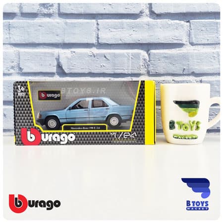 ماکت مرسدس بنز 190 ای آبی بوراگو(Mercedes Brnz 190 e Burago) مقیاس:1/24 — تصویر ۳