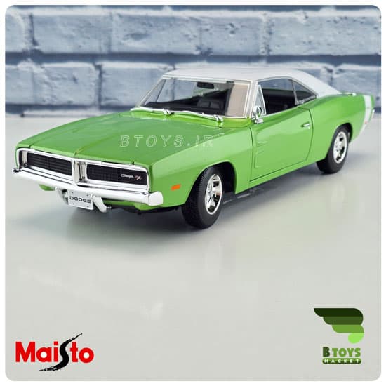 ماکت دوج چارجر 1969 سبز مایستو(Dodge Charger 1969 Maisto) مقیاس:1/18