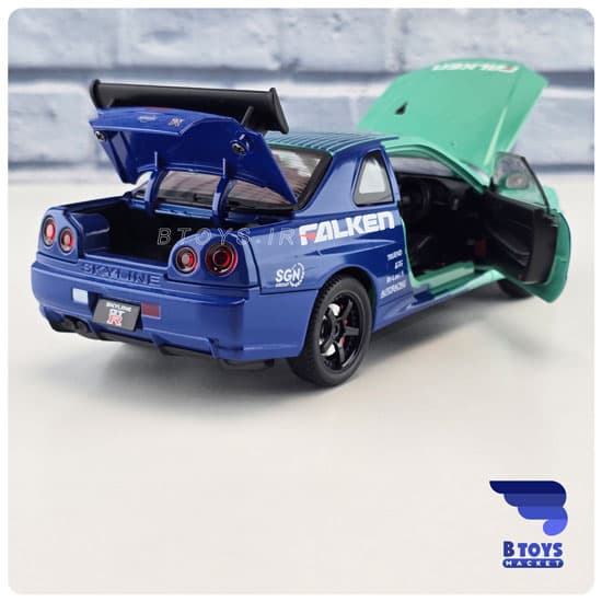 ماکت نیسان اسکای لاین آر34 سبز(Nissan Skyline R34)مقیاس:24/1 — تصویر ۹