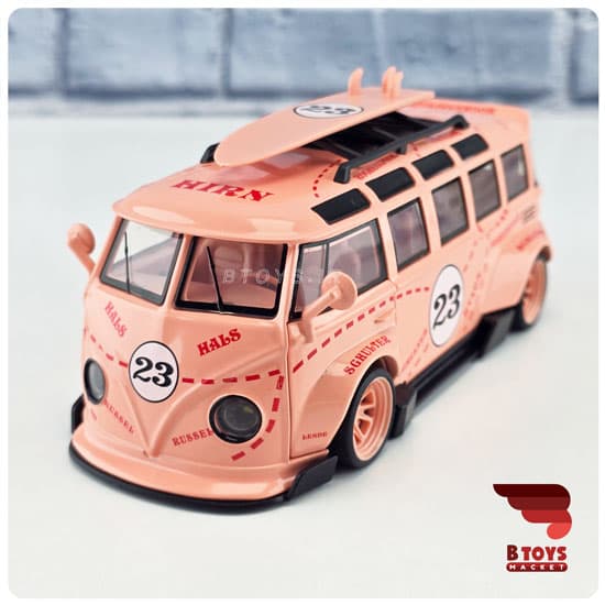 ماکت فولکس واگن ون سامبا تیونینگ صورتی(VOLKSWAGEN VAN)مقیاس:1/32 — تصویر ۸