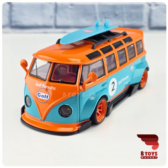 ماکت فولکس واگن ون سامبا تیونینگ نارنجی(VOLKSWAGEN VAN)مقیاس:1/32 — تصویر ۸