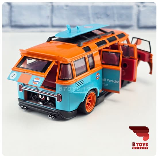 ماکت فولکس واگن ون سامبا تیونینگ نارنجی(VOLKSWAGEN VAN)مقیاس:1/32 — تصویر ۲