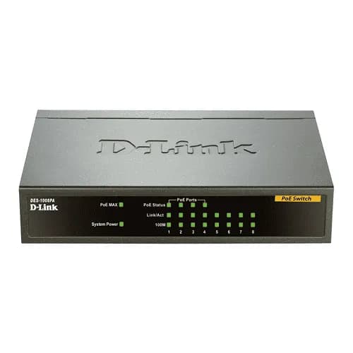 سوییچ غیر مدیریتی 8 پورت دی لینک با 4 پورت PoE مدل DES-1008PA