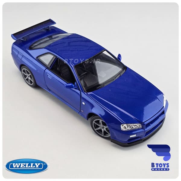ماکت نیسان اسکای لاین آر 34 آبی ویلی(Nissan Skyline GT R (R34) welly)مقیاس:1/24 — تصویر ۱۱