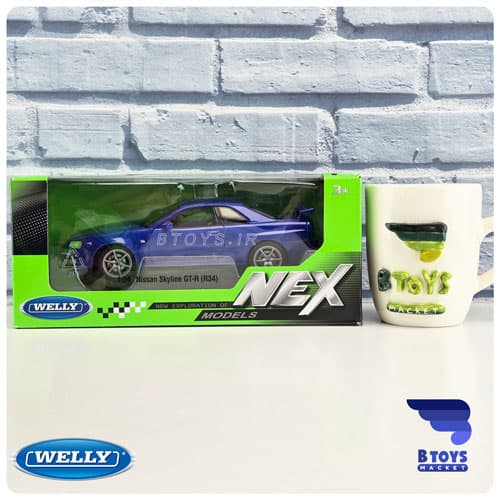 ماکت نیسان اسکای لاین آر 34 آبی ویلی(Nissan Skyline GT R (R34) welly)مقیاس:1/24 — تصویر ۱۰