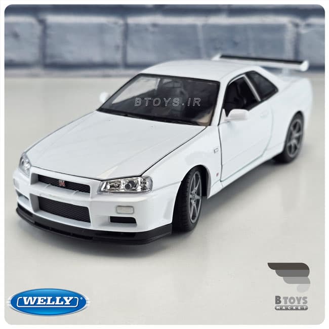ماکت نیسان اسکای لاین آر 34 سفید ویلی(Nissan Skyline GT R (R34) welly)مقیاس:1/24 — تصویر ۸