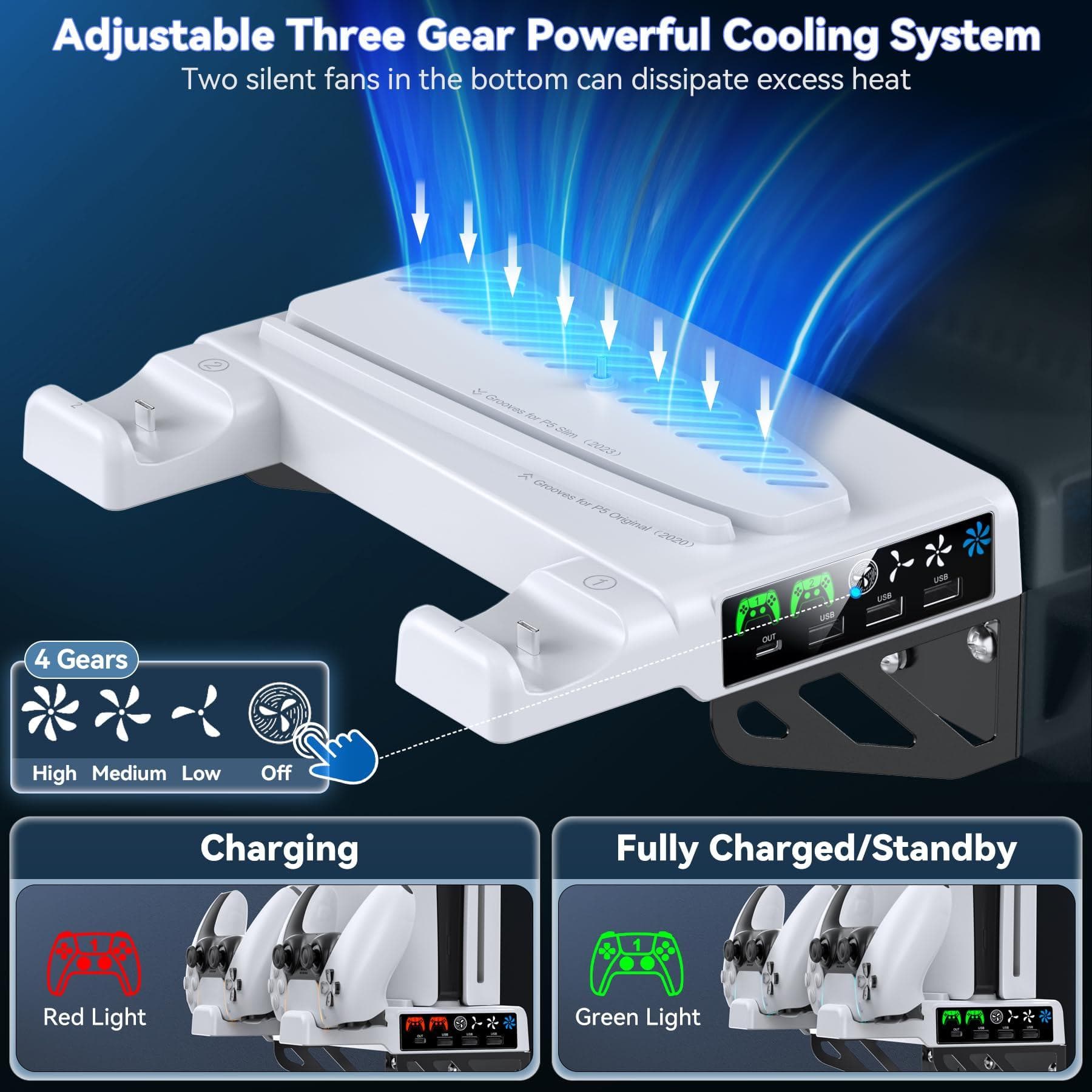 استند دیواری خنک کننده با شارژر کنترلر پلی استیشن 5|PS5 Wall Mounted Cooling Stand — تصویر ۳