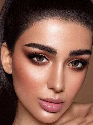 لنز قهوه ای عسلی دور دار طرح سان کیس برند دهب Dahab sun kiss