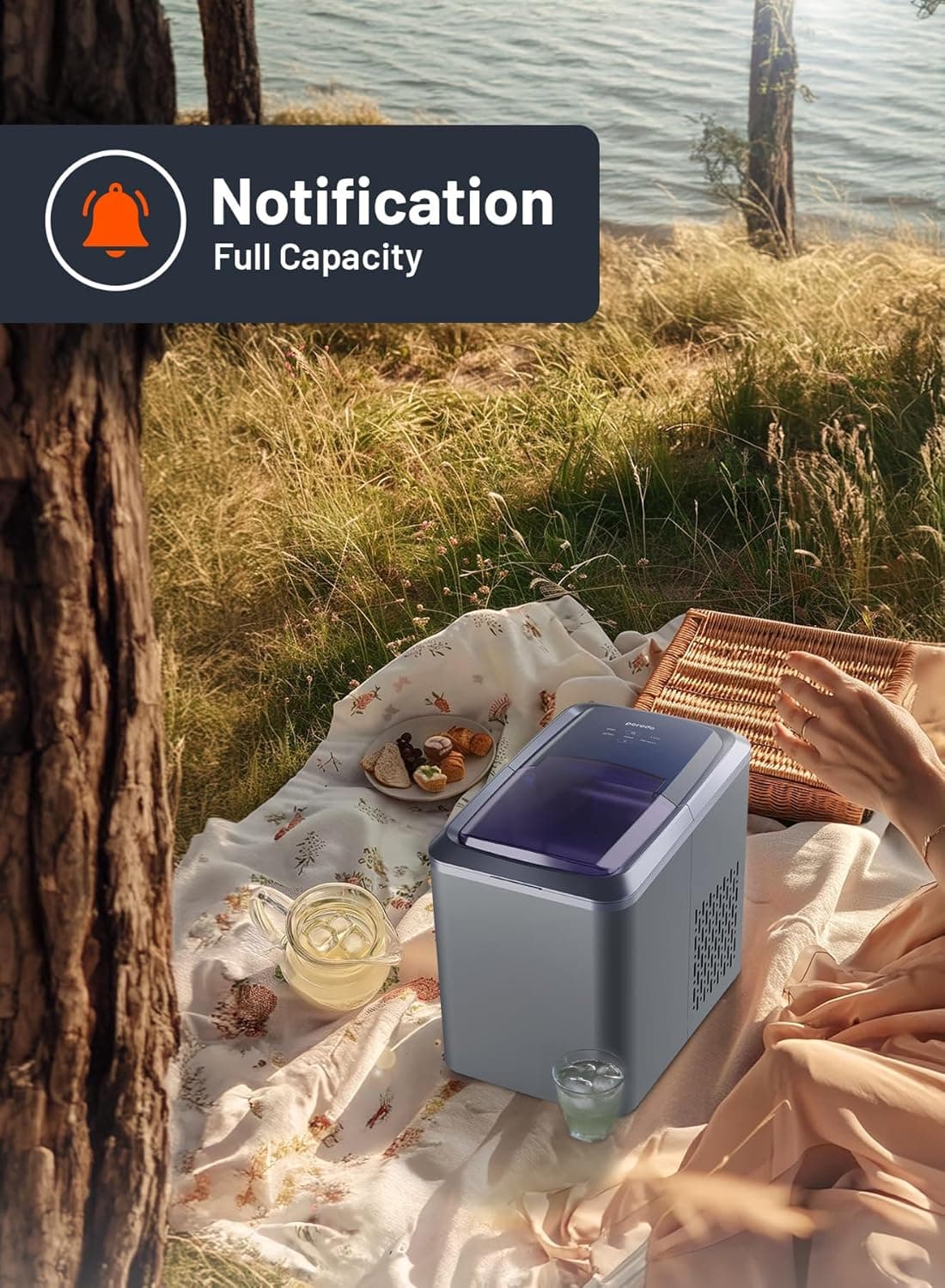 دستگاه یخ ساز قابل حمل پرودو مدل Porodo Portable Outdoor Ice Cube Machine 2.2L PD-LSICMV2 — تصویر ۹