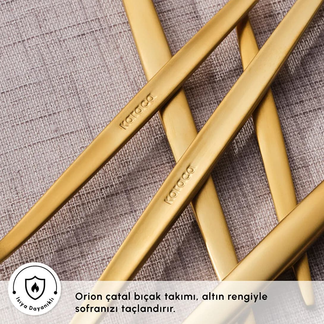 سرویس قاشق چنگال کاراجا 60 پارچه Orion Mat Gold — تصویر ۹