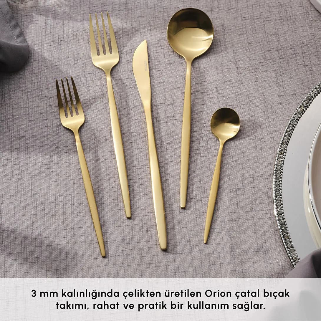 سرویس قاشق چنگال کاراجا 60 پارچه Orion Mat Gold — تصویر ۲
