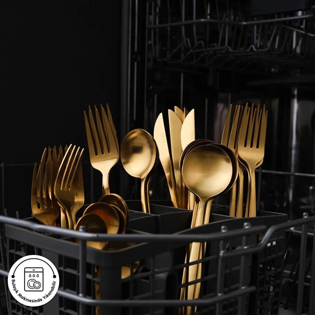 سرویس قاشق چنگال کاراجا 60 پارچه Orion Mat Gold — تصویر ۶