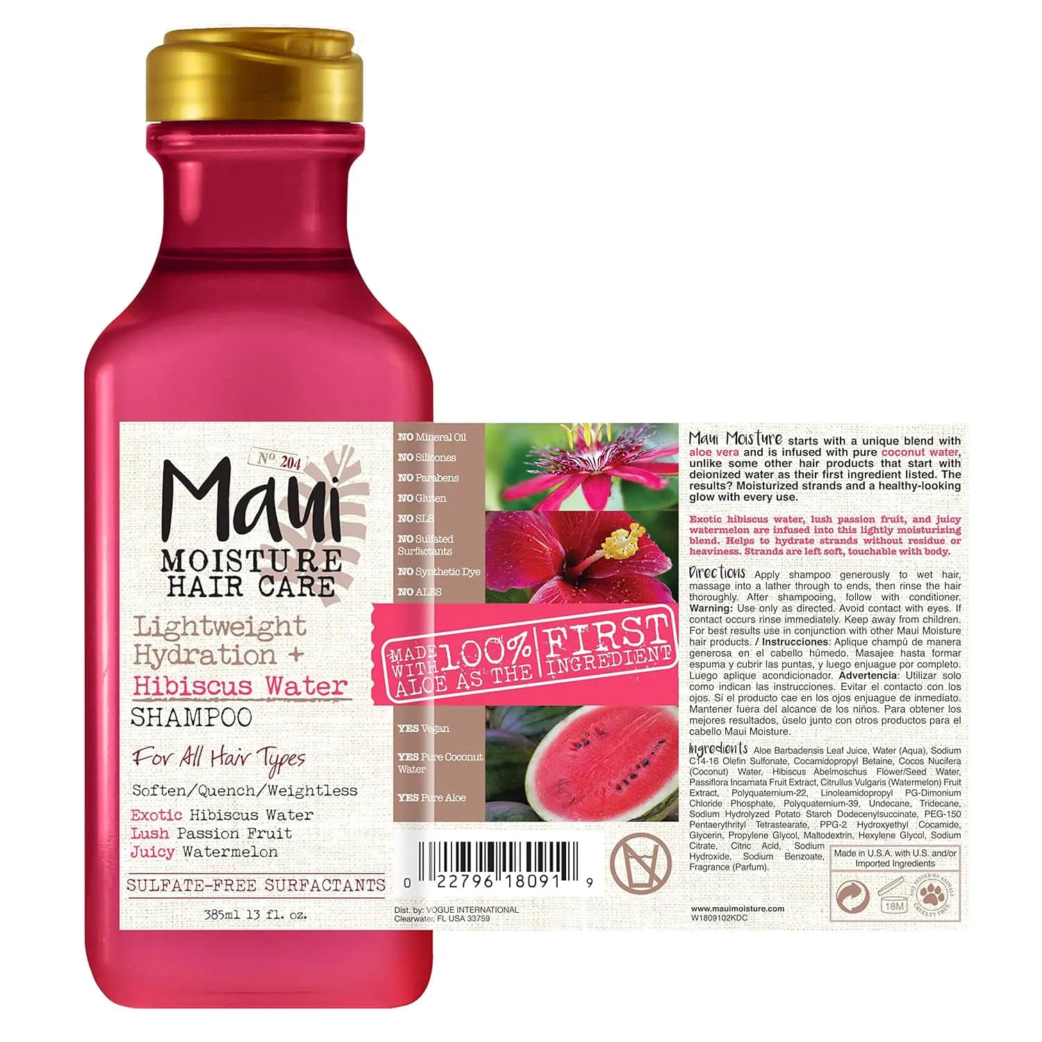 شامپو ماوی مدل Hibiscus Water حجم 385 میل — تصویر ۵