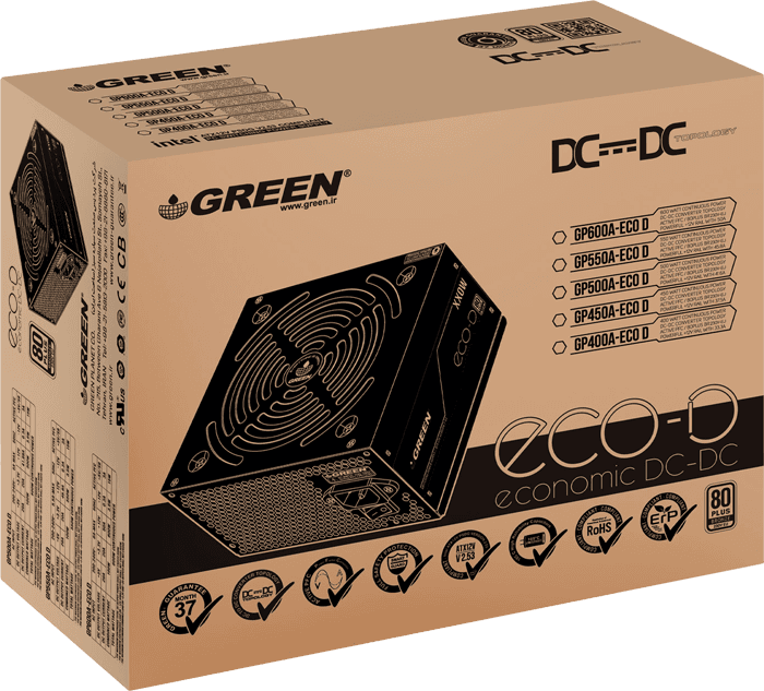 پاور 400 وات Green مدل GP400A-ECO D 80Plus Bronze — تصویر ۷