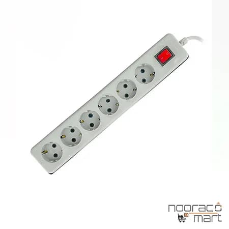 رابط 6 خانه ارتدار با کلید و کابل 3 متری پارت مدل نیک