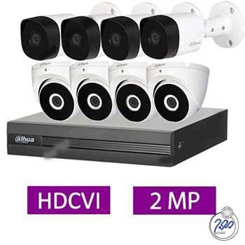 پکیج کامل 8 دوربین مدار بسته داهوا 2 مگاپیکسل بدنه فلزی HDCVI