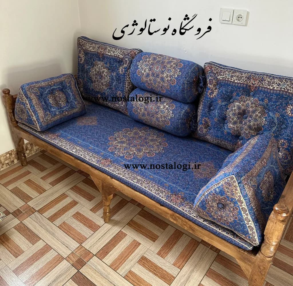 شاهنشین طرح اطلس رنگ آبی پررنگ — تصویر ۴